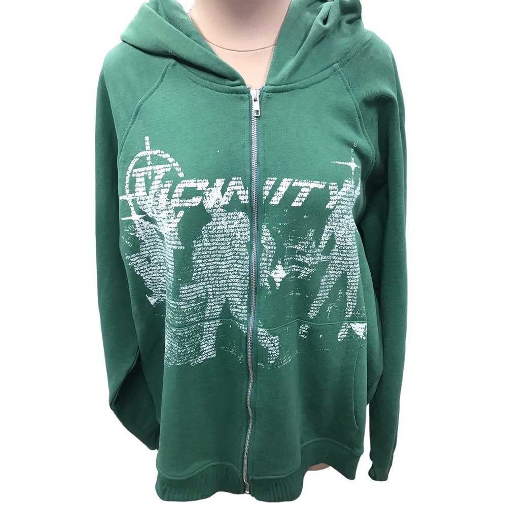 VICINITY $84 Binary Zip Hoodie Green/White Size XXLarge New With Tags